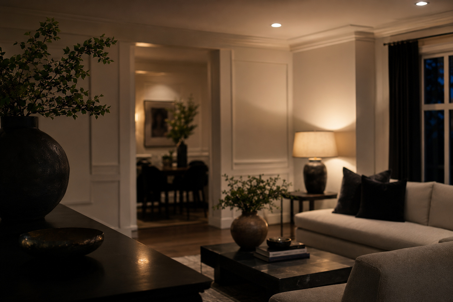 Bright living room with freshly painted walls